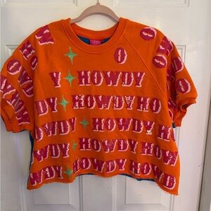 QUEEN OF SPARKLES Orange/Blue Howdy/Y’all Sweatshirt and Skort Set